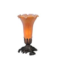 Meyda White 11244 - 8&#34; High Amber Pond Lily Victorian Mini Lamp