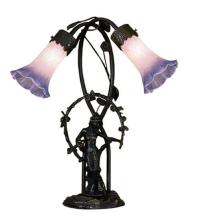 Meyda White 11943 - 17&#34; High Pink Pond Lily 2 Light Trellis Girl Accent Lamp