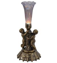 Meyda White 12502 - 12&#34; High Purple Iridescent Pond Lily Twin Cherub Mini Lamp