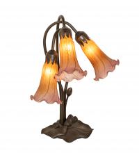 Meyda White 129165 - 16&#34; High Amber/Purple Tiffany Pond Lily 3 Light Accent Lamp