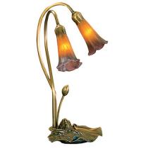 Meyda White 13008 - 16&#34; High Amber/Purple Pond Lily 2 LT Table Lamp