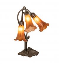 Meyda White 136435 - 16&#34; High Amber Tiffany Pond Lily 3 Light Accent Lamp