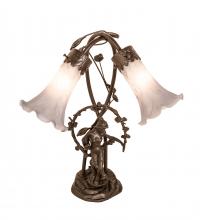 Meyda White 142212 - 17&#34; High Gray Tiffany Pond Lily 2 Light Trellis Girl Accent Lamp
