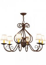 Meyda White 149663 - 36&#34;W Jenna 6 LT W/Fabric Shades Chandelier
