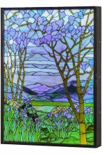 Meyda White 151565 - 30&#34;W Tiffany Magnolia & Iris Stained Glass Lighted Window
