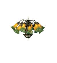 Meyda White 15997 - 20&#34; Wide Amber/Green Pond Lily 12 LT Chandelier
