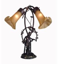 Meyda White 16362 - 17&#34; Wide Amber Tiffany Pond Lily 2 Light Trellis Girl Accent Lamp
