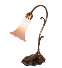 Meyda White 17022 - 15&#34; High Pink Tiffany Pond Lily Accent Lamp