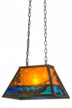Meyda White 172102 - 18&#34;L Trout & Fisherman Oblong Pendant