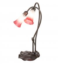 Meyda White 173759 - 16&#34; High Pink/White Pond Lily 2 Light Accent Lamp