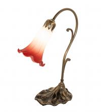 Meyda White 182113 - 15&#34; High Pink/White Tiffany Pond Lily Accent Lamp