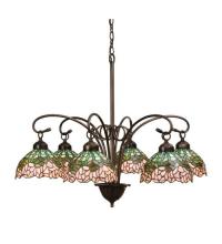 Meyda White 18713 - 31&#34; Wide Tiffany Cabbage Rose 6 Light Chandelier