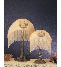 Meyda White 18916 - 11&#34;H Reverse Painted Roses Fabric with Fringe Accent Lamp