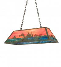 Meyda White 192743 - 42&#34; Long Trout & Fisherman Oblong Pendant