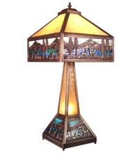 Meyda White 19632 - 29&#34; High Deer Lodge Lighted Base Table Lamp