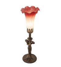 Meyda White 20289 - 15&#34; High Pink/White Tiffany Pond Lily Nouveau Lady Mini Lamp