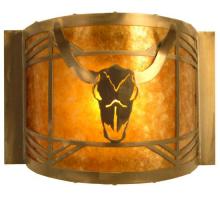 Meyda White 20760 - 12&#34; Wide Steer Skull Wall Sconce