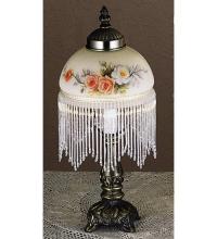 Meyda White 21191 - 13&#34; High Roussillon Rose Bouquet Fringed Mini Lamp