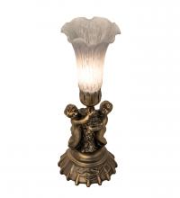 Meyda White 225848 - 13&#34; High Gray Tiffany Pond Lily Twin Cherub Accent Lamp
