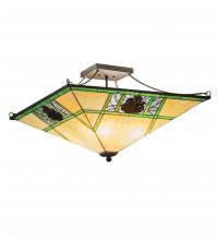 Meyda White 226770 - 26&#34; Square Pinecone Ridge Semi-Flushmount