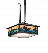 Meyda White 236403 - 17&#34; Square Fly Fishing Creek Pendant