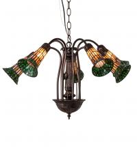 Meyda White 236530 - 24&#34; Wide Stained Glass Pond Lily 7 Light Chandelier