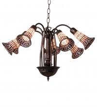 Meyda White 236532 - 26&#34; Wide Stained Glass Pond Lily 7 Light Chandelier