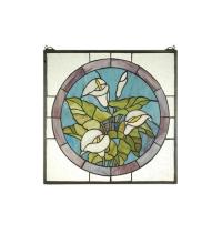 Meyda White 23866 - 20&#34;W X 20&#34;H Calla Lily Stained Glass Window