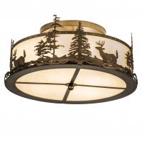 Meyda White 239334 - 24&#34; Wide Deer at Dusk Semi-Flushmount