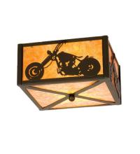 Meyda White 23987 - 10&#34;Sq Motorcycle Flushmount