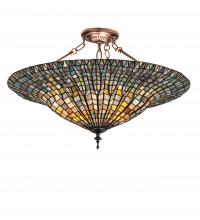 Meyda White 243228 - 24&#34; Wide Tiffany Lotus Leaf Semi-Flushmount