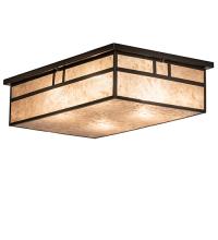 Meyda White 244260 - 36&#34; Long Hyde Park Double Bar Mission Oblong Flushmount