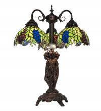 Meyda White 245478 - 23&#34; High Tiffany Honey Locust 3 Light Table Lamp