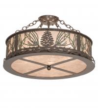 Meyda White 245572 - 22.5&#34; Wide Mountain Pine Semi-Flushmount