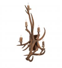 Meyda White 247860 - 21&#34; Wide Antlers Elk & Mule Deer 5 Light Wall Sconce