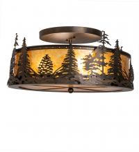 Meyda White 248523 - 22&#34; Wide Wildlife at Dusk Semi-Flushmount