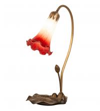 Meyda White 251563 - 16&#34; High Red/White Tiffany Pond Lily Accent Lamp