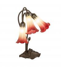 Meyda White 251682 - 16&#34; High Seafoam/Cranberry Tiffany Pond Lily 3 Light Accent Lamp