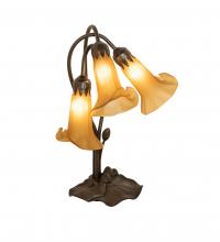 Meyda White 251683 - 16&#34; High Amber Tiffany Pond Lily 3 Light Accent Lamp