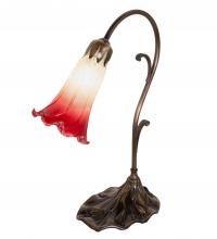 Meyda White 251845 - 15&#34; High Seafoam/Cranberry Tiffany Pond Lily Accent Lamp