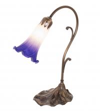 Meyda White 251854 - 15&#34; High Blue/White Tiffany Pond Lily Accent Lamp
