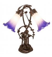Meyda White 251856 - 17&#34; High Blue/White Pond Lily 2 Light Trellis Girl Table Lamp