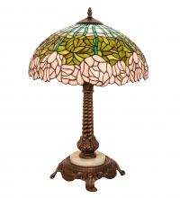 Meyda White 251964 - 23&#34; Wide Tiffany Cabbage Rose Table Lamp
