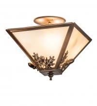 Meyda White 252002 - 11&#34; Square Oak Leaf & Acorn Flushmount