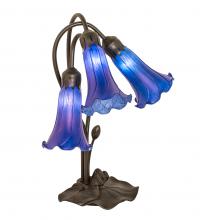Meyda White 254291 - 16&#34; High Blue Tiffany Pond Lily 3 Light Accent Lamp