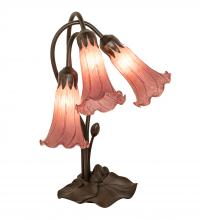 Meyda White 254357 - 16&#34; High Lavender Pond Lily Tiffany Pond Lily 3 Light Accent Lamp
