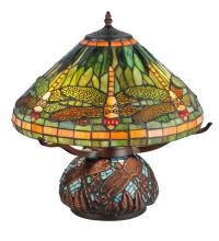 Meyda White 26681 - 17&#34;H Tiffany Dragonfly w/Tiffany Mosaic Base Table Lamp