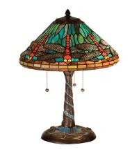 Meyda White 26682 - 21&#34;H Tiffany Dragonfly w/ Twisted Fly Mosaic Base Table Lamp