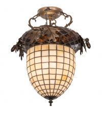 Meyda White 31658 - 16&#34; Wide Oak Leaf & Acorn Flushmount