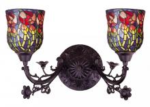 Meyda White 36911 - 19&#34;W Red Rosebud 2 LT Wall Sconce